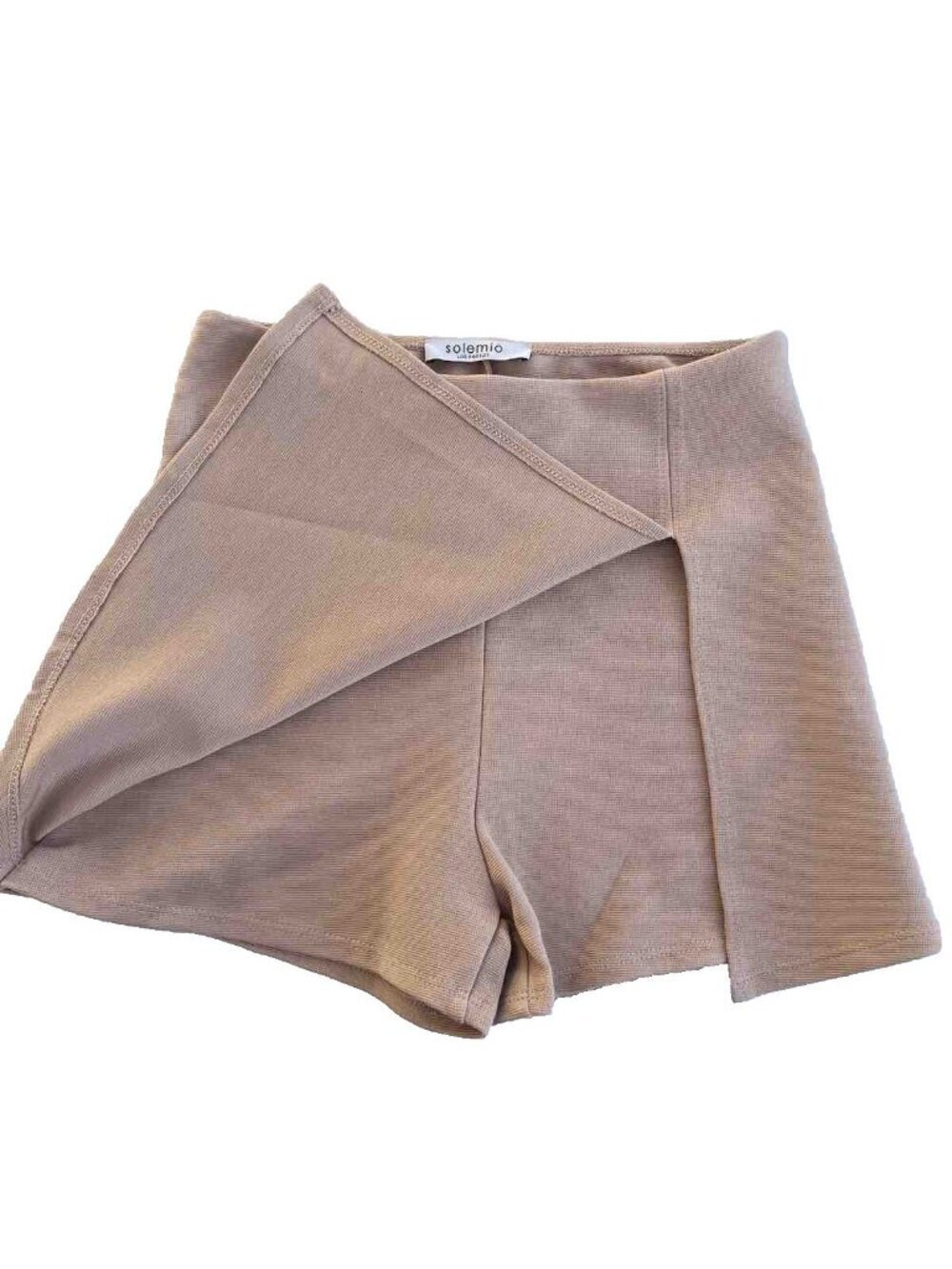 Nasty Gal Slit Pretty Skort Taupe Stretch Mini Skirt Size M NWOT - Picture 6 of 11